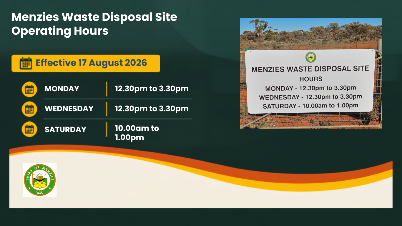 Menzies Waste Disposal Site - Operating Hours from 17 August 2026